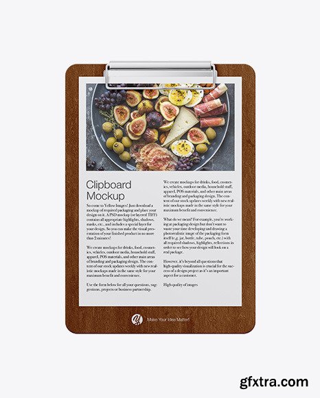 Wooden Clipboard W/ A4 Paper Mockup 84773