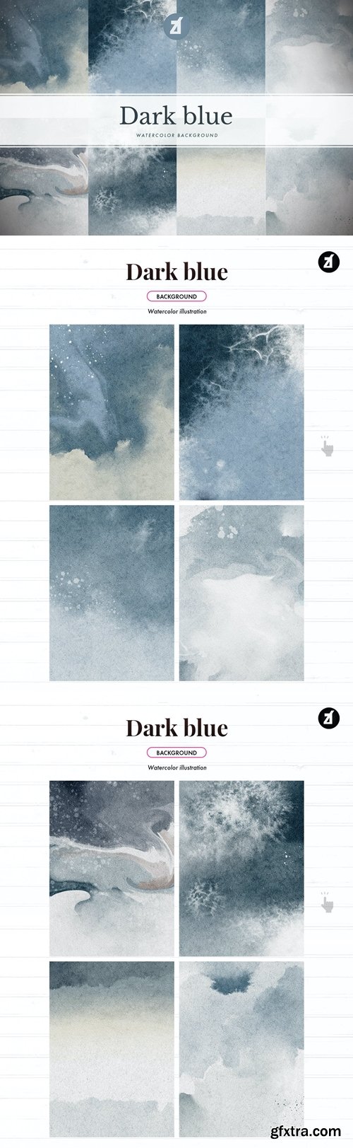 8 Dark blue abstract watercolor background