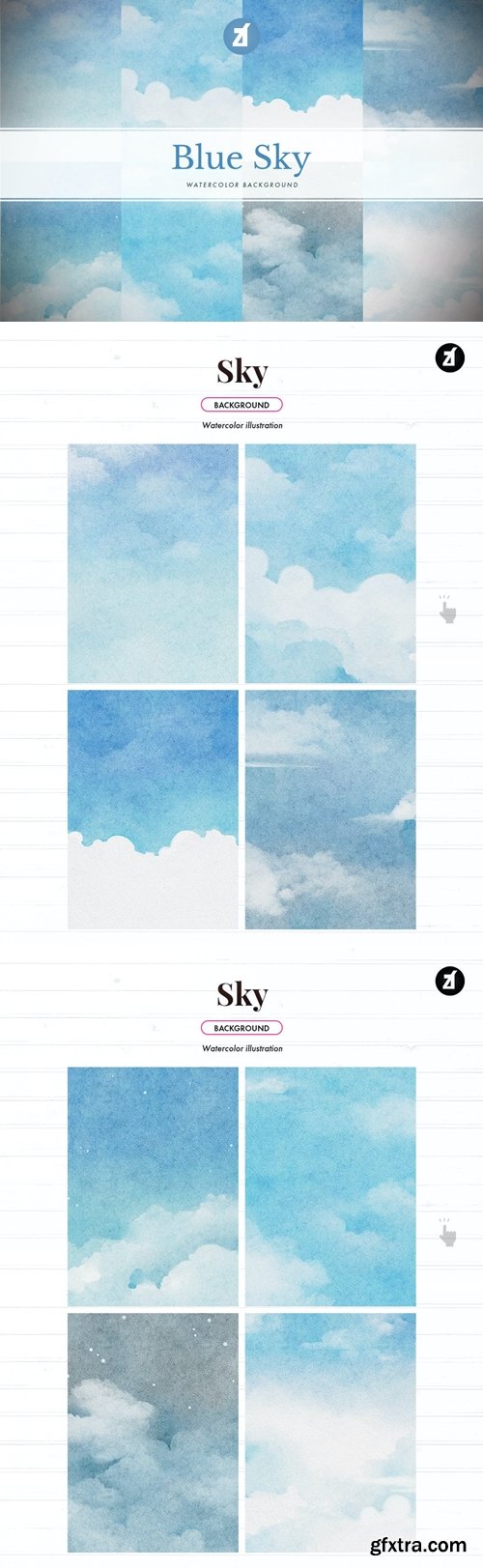 8 Sky watercolor background