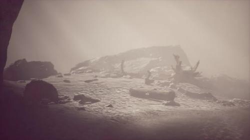 Videohive - Rocky Cliff with Sand Beach in Deep Fog - 32550969 - 32550969