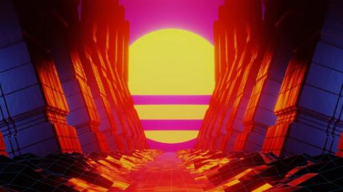 Videohive - Rock Tunnel and Futuristic Orange Sun - 32563400 - 32563400