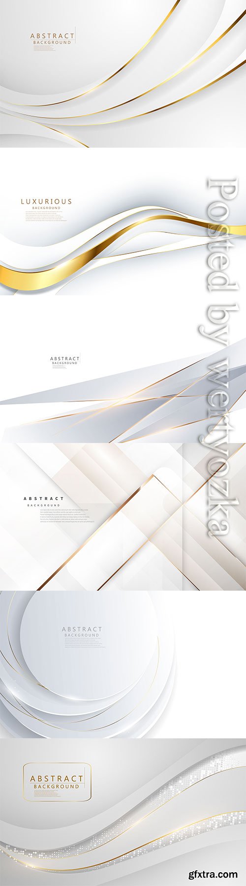 White abstract vector backgrounds with golden lines