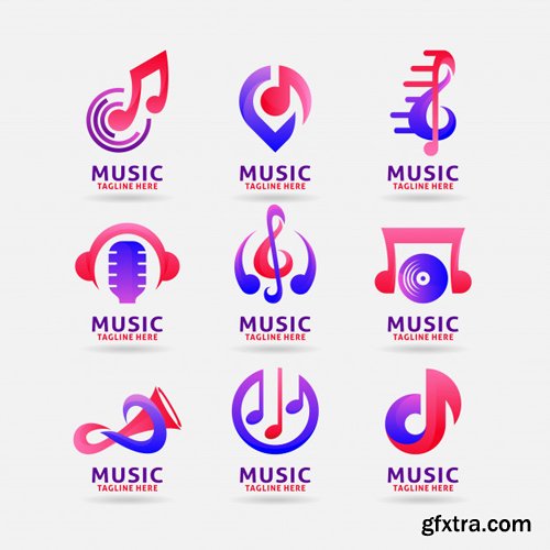 Collection of music logo vector design