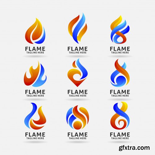 Collection of fire flame vector logo