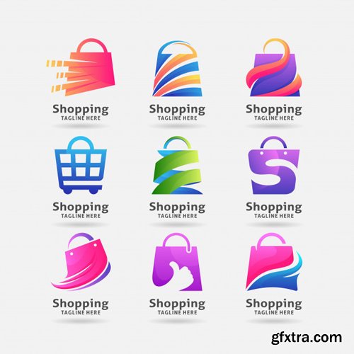 Collection of shopping bag logo vector design