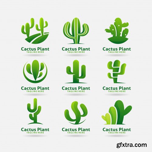 Collection of cactus plant logo vector design