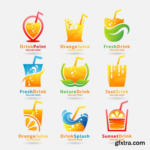 Collection of fresh drink logo vector design