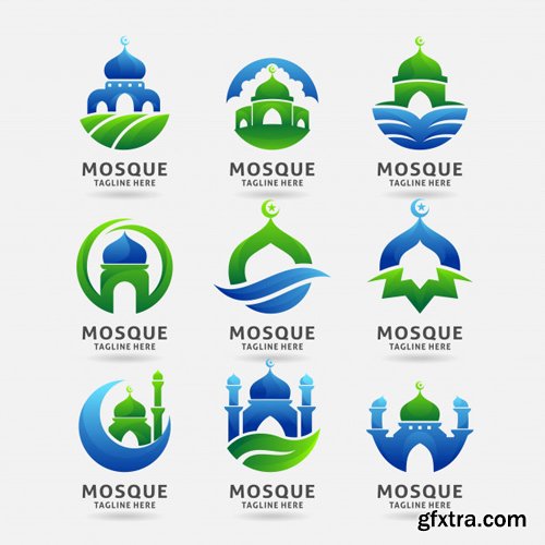 Collection of mosque logo vector design