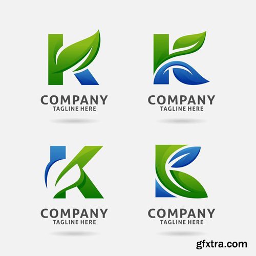 Set of letter from leaf logo vector design