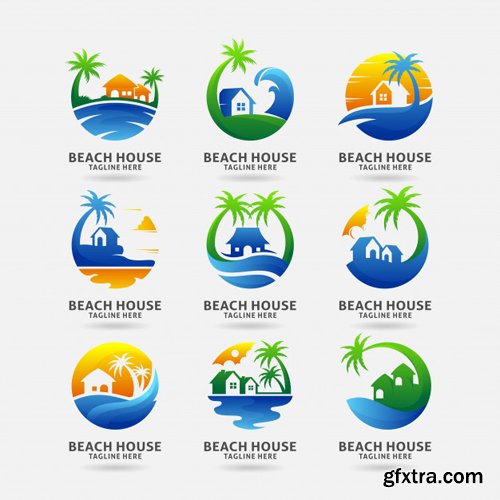 Collection of beach house logo vector design