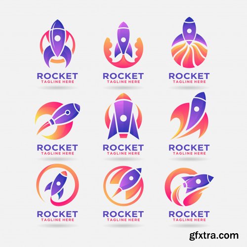 Collection of rocket logo vector design