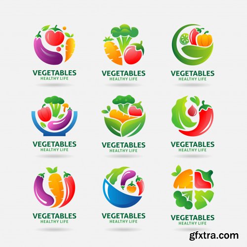 Collection of vegetables logo vector design