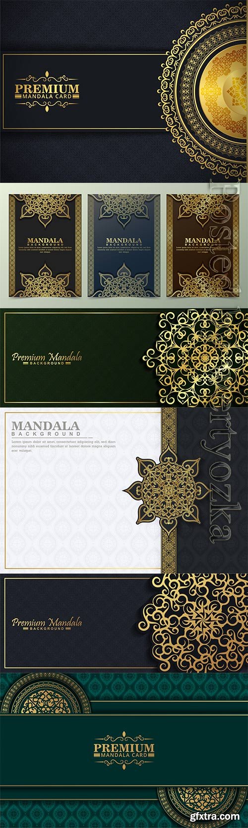 Luxury card with mandala motif and border in vector