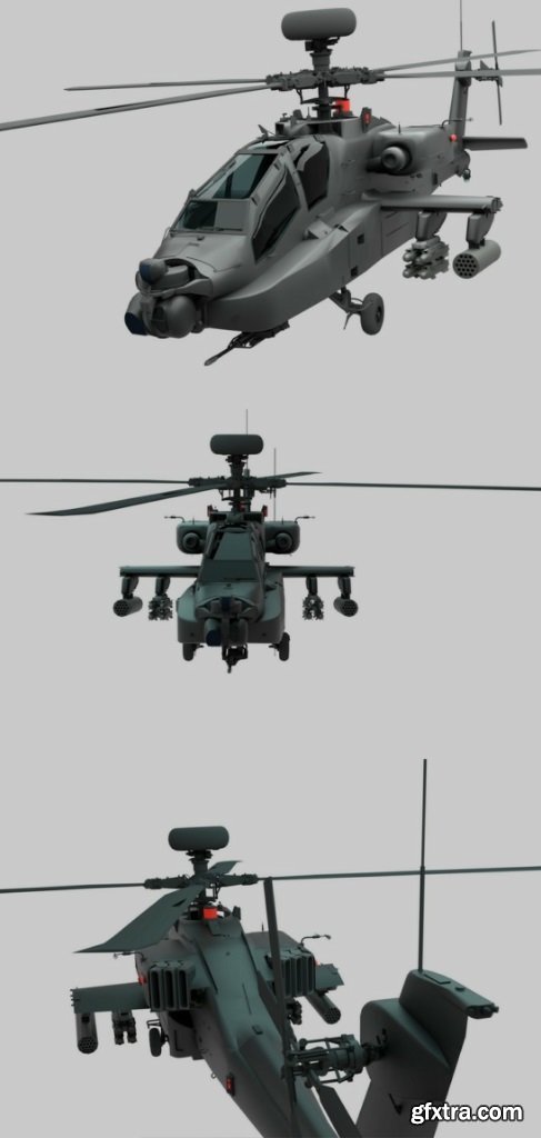 Military Helicopter low-poly 3D model