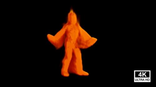 Videohive - Hip Hop Dancing Orange Smoke Man 4K - 32579778 - 32579778