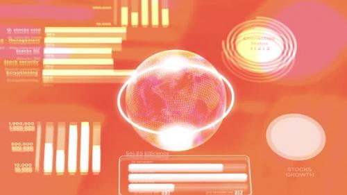 Videohive - Globe in the Middle of Corporate Data Financial HUD - 32580112 - 32580112