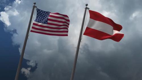 Videohive - Waving Flags Of The United States And The Austria 2K - 32590656 - 32590656