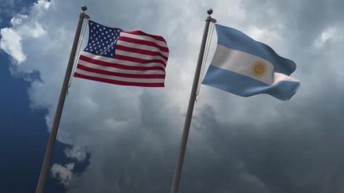 Videohive - Waving Flags Of The United States And The Argentina 2K - 32590691 - 32590691