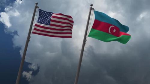 Videohive - Waving Flags Of The United States And The Azerbaijan 2K - 32591243 - 32591243