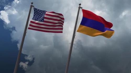 Videohive - Waving Flags Of The United States And The Armenia 2K - 32591244 - 32591244