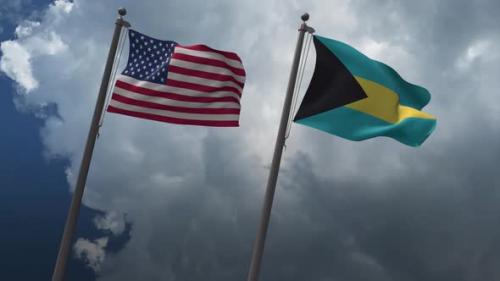 Videohive - Waving Flags Of The United States And The Bahamas 4K - 32591245 - 32591245