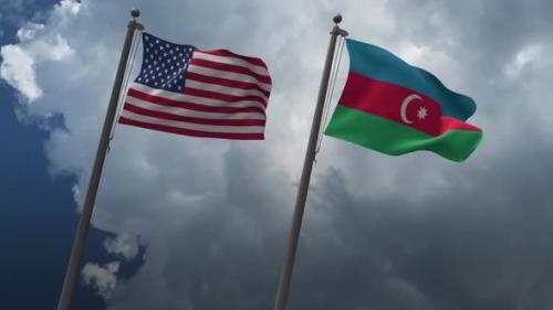 Videohive - Waving Flags Of The United States And The Azerbaijan 4K - 32591246 - 32591246