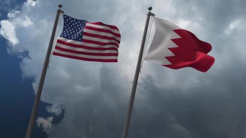 Videohive - Waving Flags Of The United States And The Bahrain 2K - 32591665 - 32591665