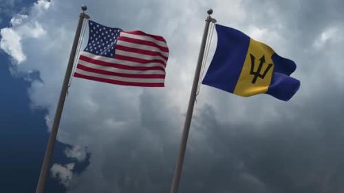 Videohive - Waving Flags Of The United States And The Barbados 4K - 32591666 - 32591666