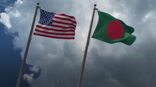 Videohive - Waving Flags Of The United States And The Bangladesh 4K - 32591667 - 32591667