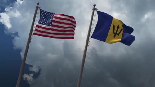 Videohive - Waving Flags Of The United States And The Barbados 2K - 32591670 - 32591670