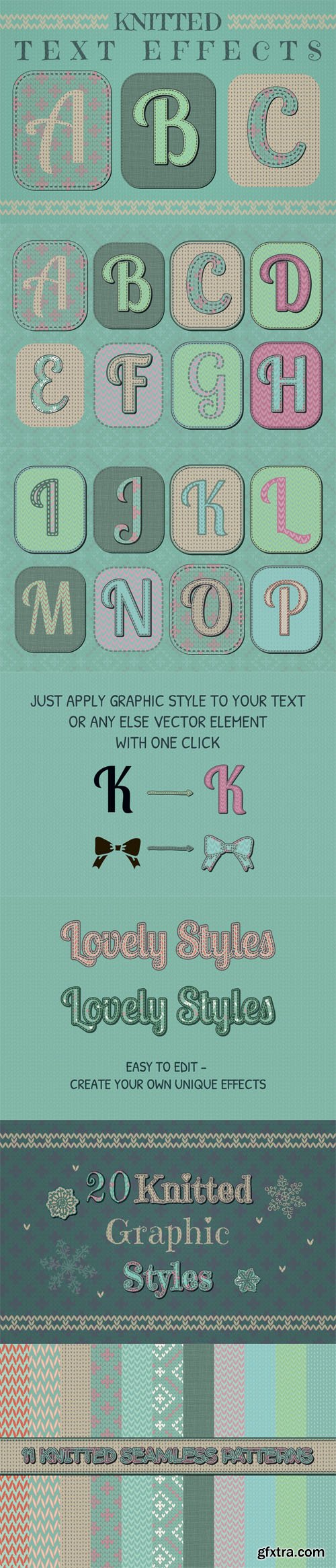 Knitted Text Effects - 20 Knitted Illustrator Graphic Styles