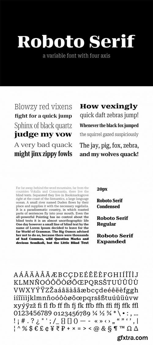 Roboto Serif - A Variable Display Serif Font with Four Axis [2-Weights]