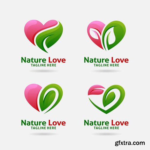 Set of nature love logo vector design