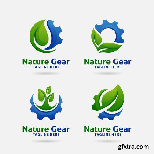 Set of nature gear logo vector design