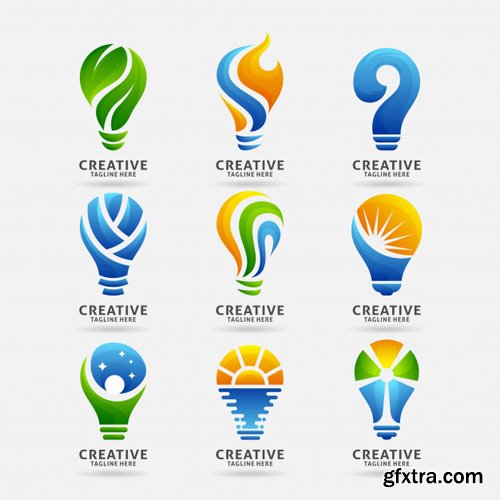 Collection of creative lamp logo vector design