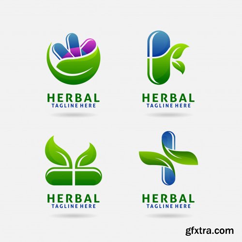 Herbal capsule logo vector design