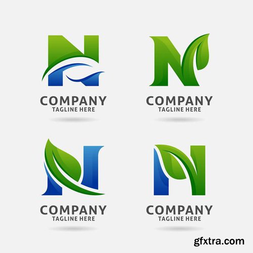 Set of letter from leaf logo vector design