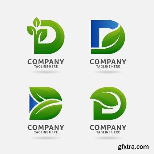 Letter d leaf logo vector design