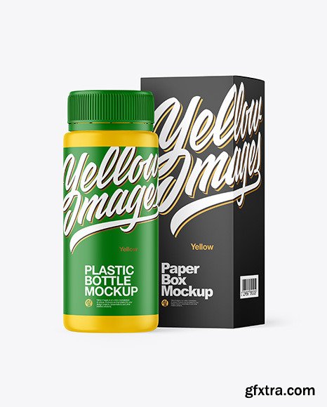 Matte Plastic Bottle with Box Mockup 84636