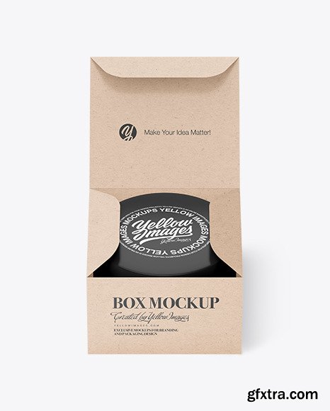 Kraft Paper Box with Cosmetic Jar Mockup 84828