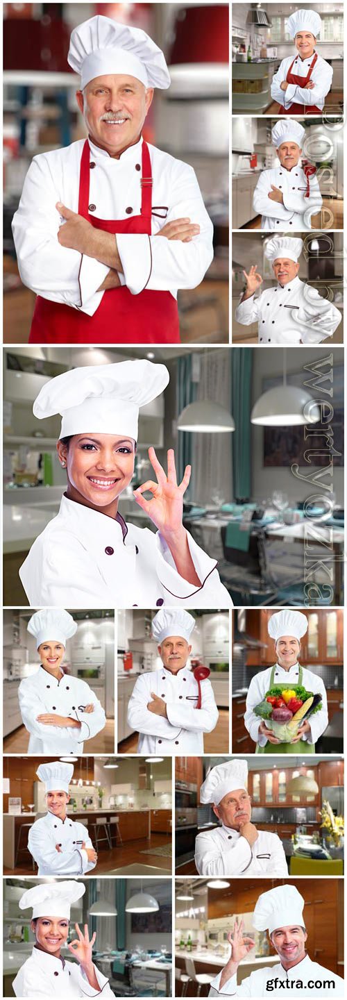 Men and women chefs stock photo