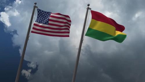 Videohive - Waving Flags Of The United States And The Bolivia 4K - 32601934 - 32601934