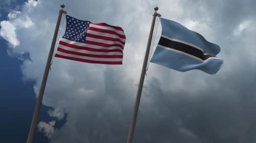 Videohive - Waving Flags Of The United States And The Botswana 4K - 32605817 - 32605817