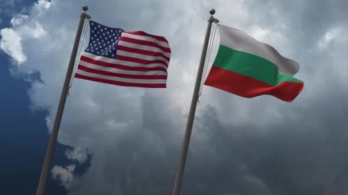 Videohive - Waving Flags Of The United States And The Bulgaria 4K - 32605818 - 32605818