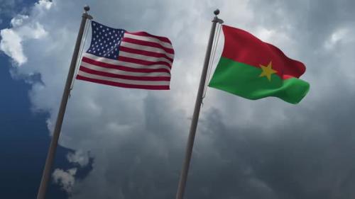 Videohive - Waving Flags Of The United States And The Burkina Faso 2K - 32605823 - 32605823