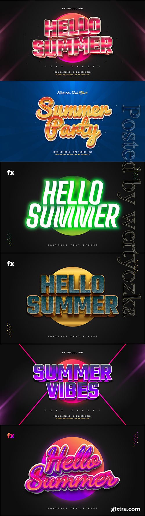 Hello summer 3d editable text style effect in vector vol 4