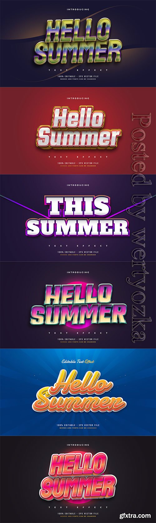 Hello summer 3d editable text style effect in vector vol 2