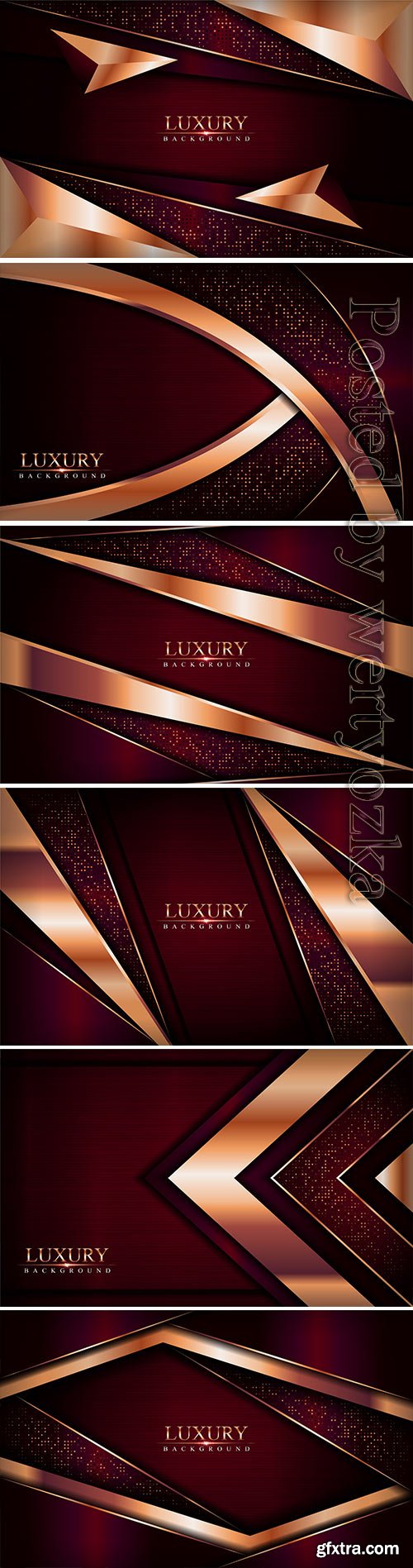 Luxury dark red vector background combine with golden bronze lines element