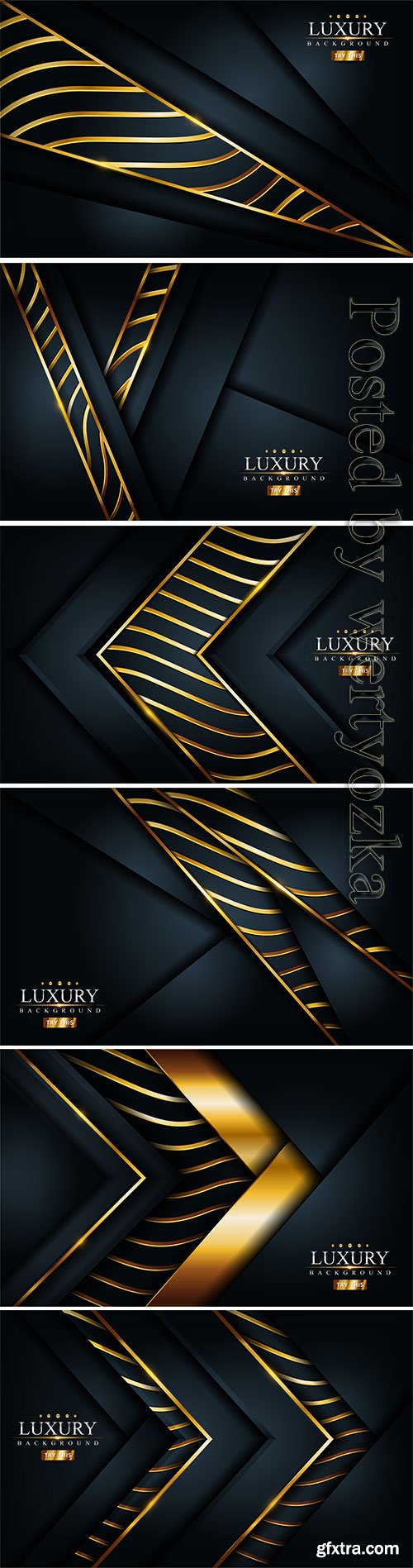 Luxury dark vector black background with golden lines composition