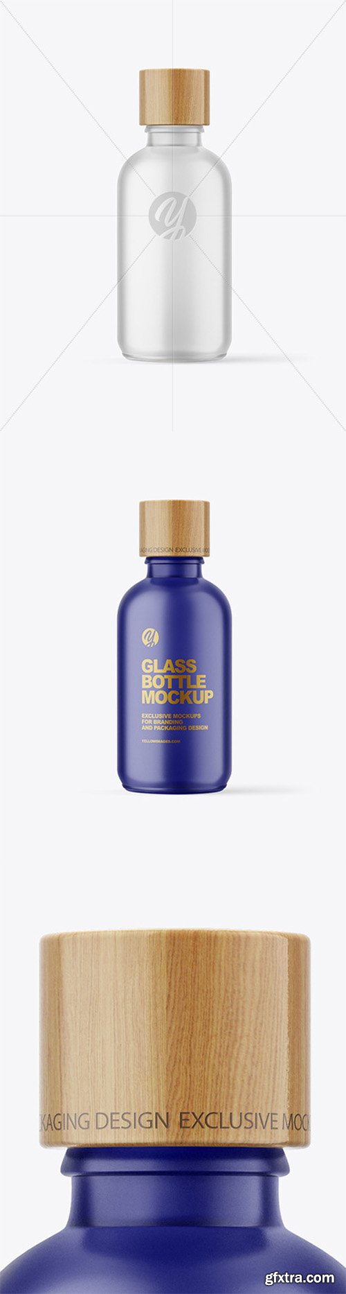 100ml Frosted Glass Bottle W/ Wooden Lid Mockup 80640